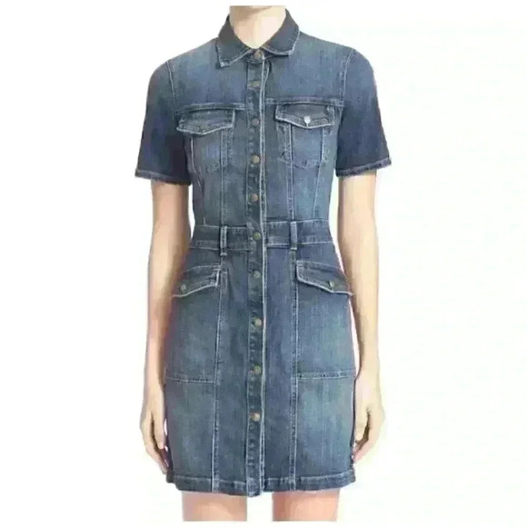 Current/Elliot The New Trucker Denim Shirtdress Size - 1 - Picture 1 of 8